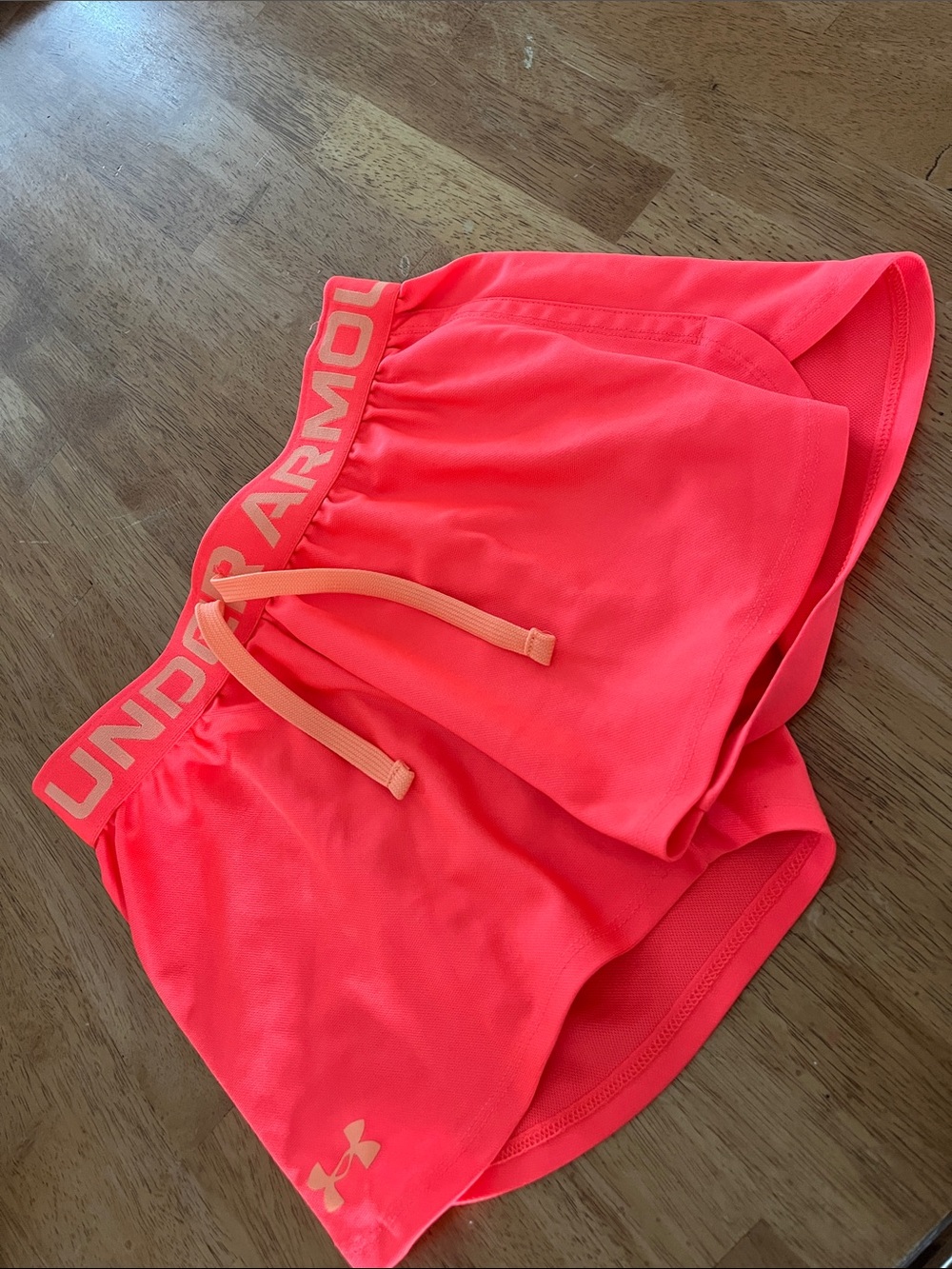 Under Armour Kids Neon Orange Shorts with Peach Drawcord